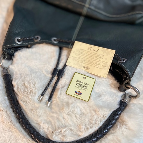 Fossil Black Sausalito Drawstring Shoulder Bag - Picture 3 of 9